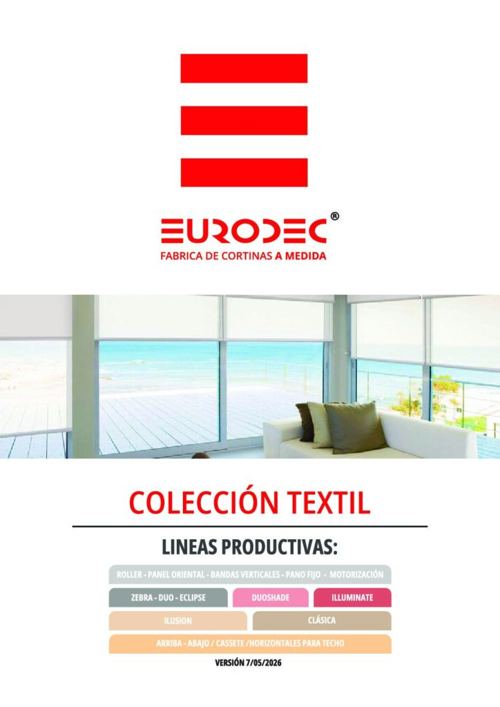 Catálogo de telas Eurodec para elegir Cortinas Roller Motorizadas